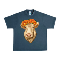 Midnight Navy Charolais Cow Urban Heavy Tee - RanaPortraitStore