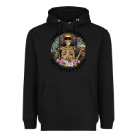 Black I Hate Everyone But Coffee Helps With Flowers Heavyweight Hoodie - RanaPortraitStore