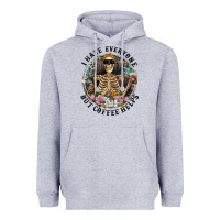 Heather Grey I Hate Everyone But Coffee Helps With Flowers Heavyweight Hoodie - RanaPortraitStore