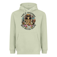 Matcha I Hate Everyone But Coffee Helps With Flowers Heavyweight Hoodie - RanaPortraitStore