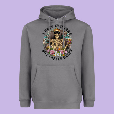 Heavyweight Hoodie I Hate Everyone But Coffee Helps With Flowers