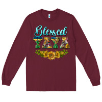 Burgundy blessed yaya Long Sleeve Tee - BarkalooDesign