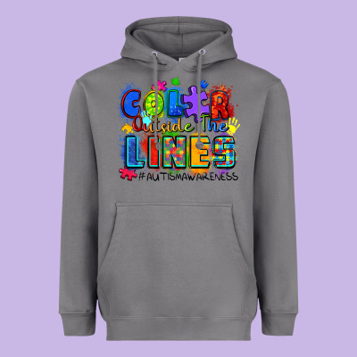 Color Outside The Lines Autism Awareness Heavyweight Hoodie Designed By Zillion Design Studio