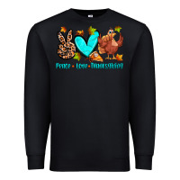 Black peace love thanksgiving Premium Sweatshirt - Zillion Design Studio