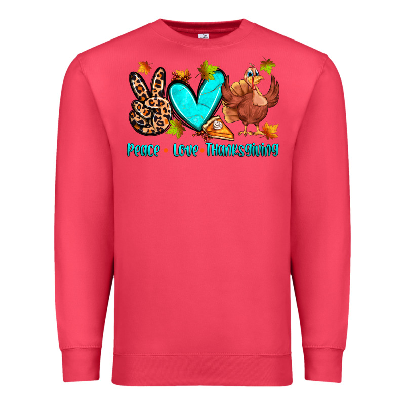 Peace Love Thanksgiving Premium Sweatshirt by Zillion Design Studio | Teevron