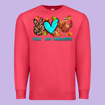 Peace Love Thanksgiving Premium Sweatshirt Designed By Zillion Design Studio