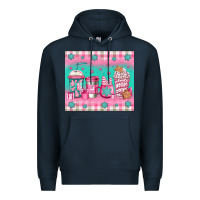 Navy pink christmas coffee Premium Hoodie - Jasminsmagicworld
