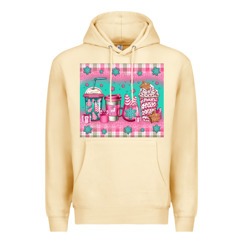 Pink Christmas Coffee Premium Hoodie by Jasminsmagicworld | Teevron