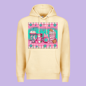 Pink Christmas Coffee Premium Hoodie Designed By Jasminsmagicworld