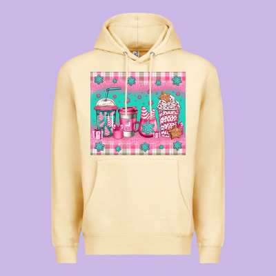 Pink Christmas Coffee Premium Hoodie Designed By Jasminsmagicworld