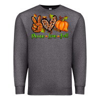 Charcoal Heather peace love fall Premium Sweatshirt - Zillion Design Studio