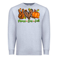 Heather Grey peace love fall Premium Sweatshirt - Zillion Design Studio