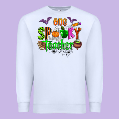 One Spooky Teacher Premium Sweatshirt Designed By Zillion Design Studio