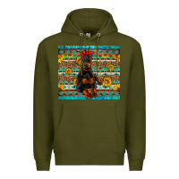 Army Green doberman with western background Premium Hoodie - Artiststas