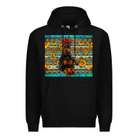 Black doberman with western background Premium Hoodie - Artiststas