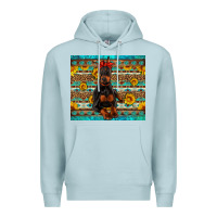 Blue Mist doberman with western background Premium Hoodie - Artiststas