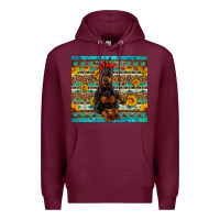 Burgundy doberman with western background Premium Hoodie - Artiststas