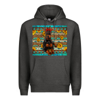 Charcoal Heather doberman with western background Premium Hoodie - Artiststas