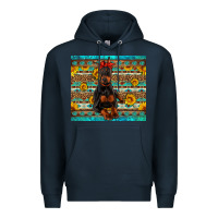 Navy doberman with western background Premium Hoodie - Artiststas
