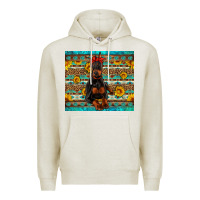 Oatmeal Heather doberman with western background Premium Hoodie - Artiststas