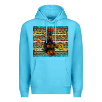 Ocean Blue doberman with western background Premium Hoodie - Artiststas