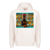Pale Pink doberman with western background Premium Hoodie - Artiststas