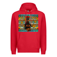 Red doberman with western background Premium Hoodie - Artiststas