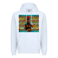 White doberman with western background Premium Hoodie - Artiststas