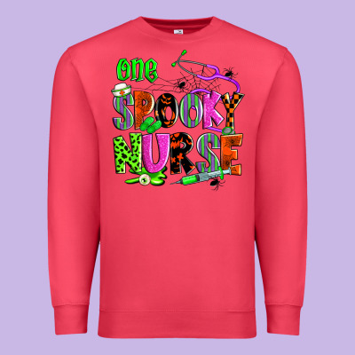 One Spooky Nurse Premium Sweatshirt Designed By Zillion Design Studio