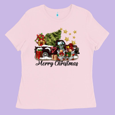 Merry Christmas Gnomes Truck Ladies Tee Designed By Barkaloodesign