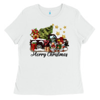 White merry christmas gnomes truck Ladies Tee - BarkalooDesign