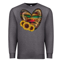 Charcoal Heather western sunflowers heart Premium Sweatshirt - RanaPortraitStore