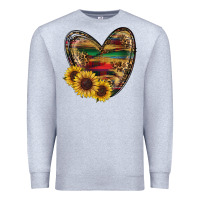 Heather Grey western sunflowers heart Premium Sweatshirt - RanaPortraitStore