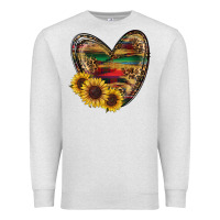 Oatmeal Heather western sunflowers heart Premium Sweatshirt - RanaPortraitStore