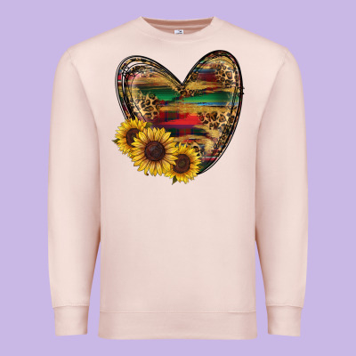Western Sunflowers Heart Premium Sweatshirt Designed By Ranaportraitstore