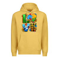 Antique Gold love with heart sunflower Premium Hoodie - AdoDesignShop