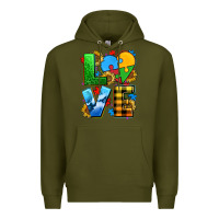 Army Green love with heart sunflower Premium Hoodie - AdoDesignShop