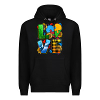 Black love with heart sunflower Premium Hoodie - AdoDesignShop