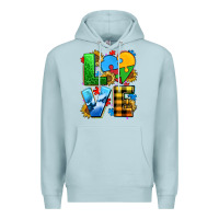 Blue Mist love with heart sunflower Premium Hoodie - AdoDesignShop