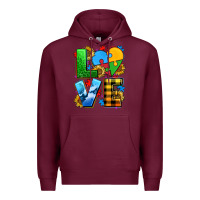 Burgundy love with heart sunflower Premium Hoodie - AdoDesignShop