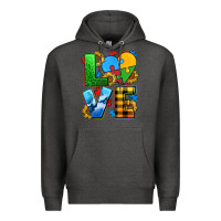 Charcoal Heather love with heart sunflower Premium Hoodie - AdoDesignShop