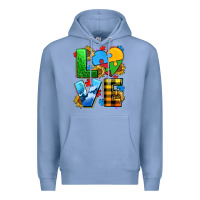 Colony Blue love with heart sunflower Premium Hoodie - AdoDesignShop