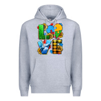 Heather Grey love with heart sunflower Premium Hoodie - AdoDesignShop