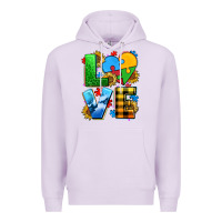 Lilac love with heart sunflower Premium Hoodie - AdoDesignShop