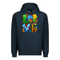 Navy love with heart sunflower Premium Hoodie - AdoDesignShop