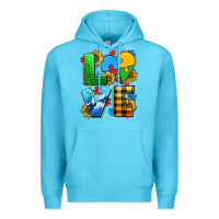 Ocean Blue love with heart sunflower Premium Hoodie - AdoDesignShop