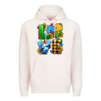 Pale Pink love with heart sunflower Premium Hoodie - AdoDesignShop