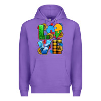 Purple love with heart sunflower Premium Hoodie - AdoDesignShop
