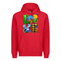 Red love with heart sunflower Premium Hoodie - AdoDesignShop