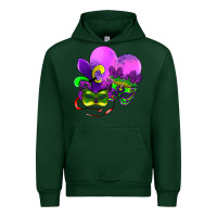 Forest Green mardi gras heart and mask Urban Hoodie - AdoDesignShop